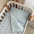 Set lenjerie de schimb pentru patut bebe 3 piese Inimioare albastre (1)